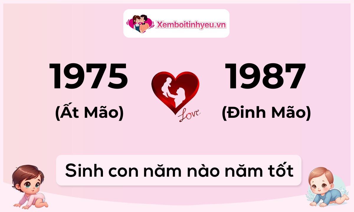 Chồng 1975 tuổi Ất Mão và vợ 1987 tuổi Đinh Mão sinh con năm nào tốt