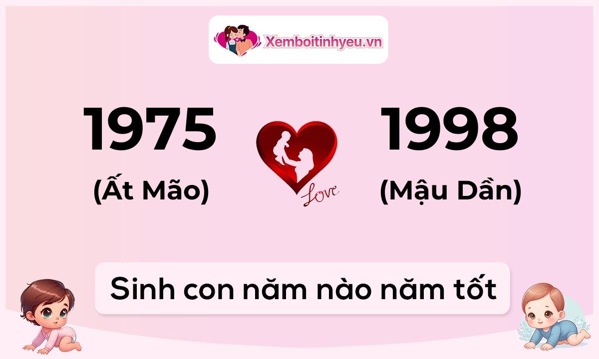 Chồng 1975 tuổi Ất Mão và vợ 1998 tuổi Mậu Dần sinh con năm nào tốt