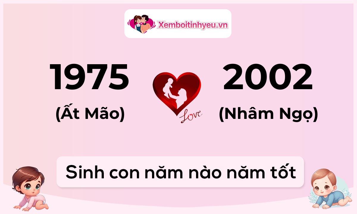 Chồng 1975 tuổi Ất Mão và vợ 2002 tuổi Nhâm Ngọ sinh con năm nào tốt