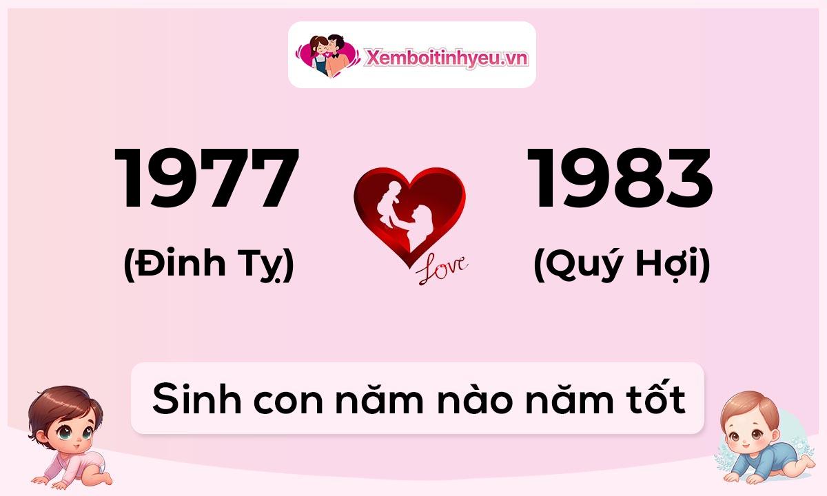 Chồng 1977 tuổi Đinh Tỵ và vợ 1983 tuổi Quý Hợi sinh con năm nào tốt