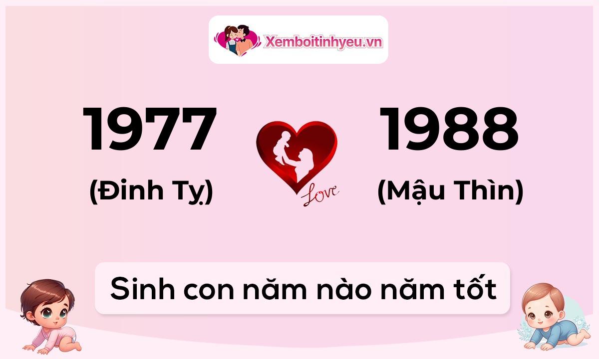 Chồng 1977 tuổi Đinh Tỵ và vợ 1988 tuổi Mậu Thìn sinh con năm nào tốt