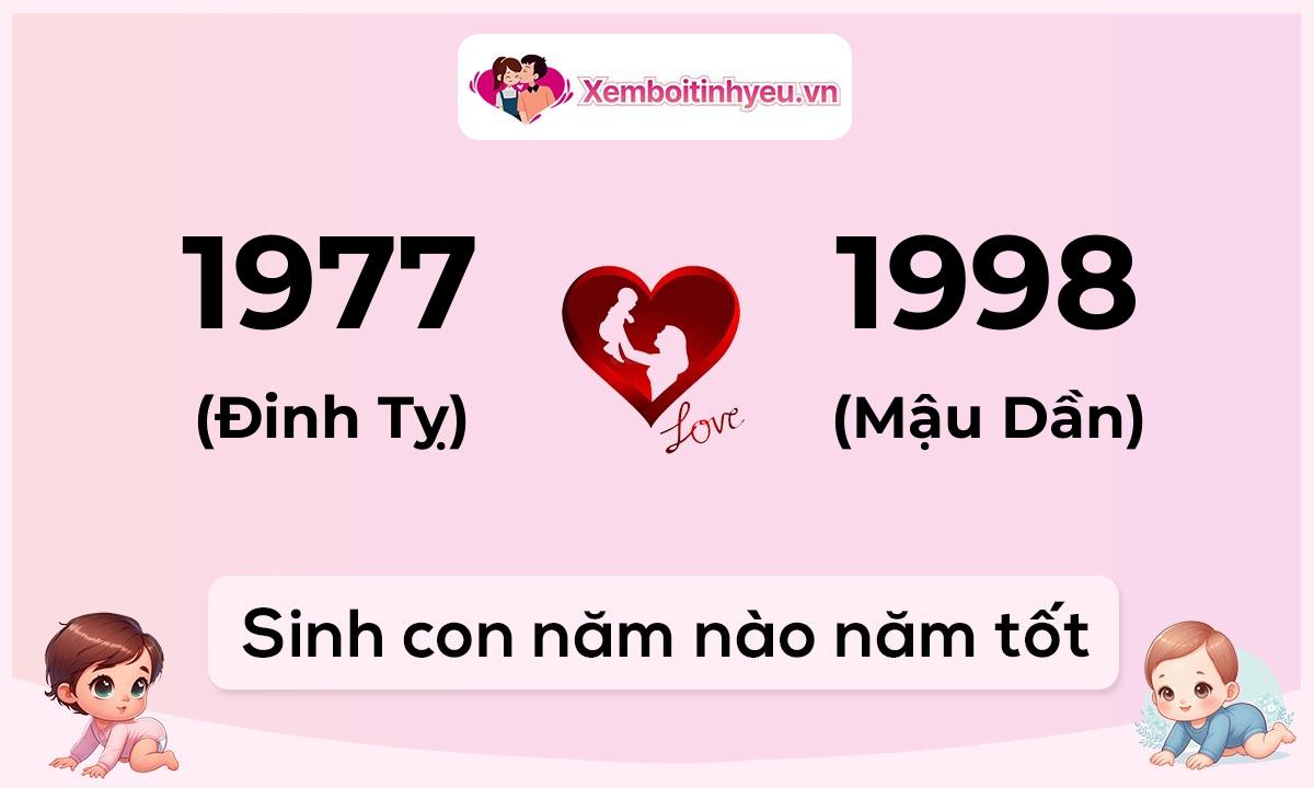 Chồng 1977 tuổi Đinh Tỵ và vợ 1998 tuổi Mậu Dần sinh con năm nào tốt
