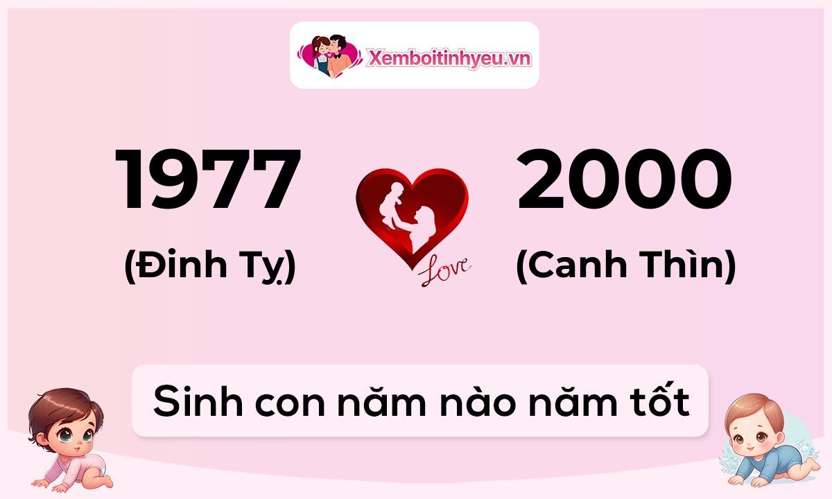 Chồng 1977 tuổi Đinh Tỵ và vợ 2000 tuổi Canh Thìn sinh con năm nào tốt