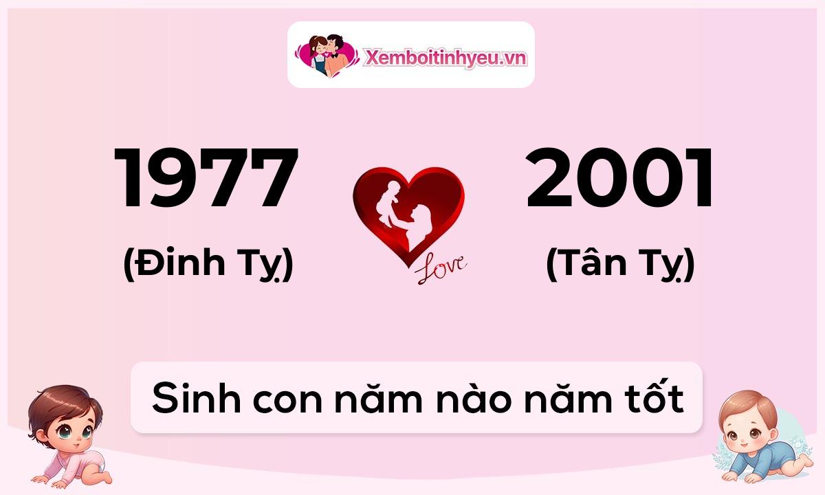 Chồng 1977 tuổi Đinh Tỵ và vợ 2001 tuổi Tân Tỵ sinh con năm nào tốt