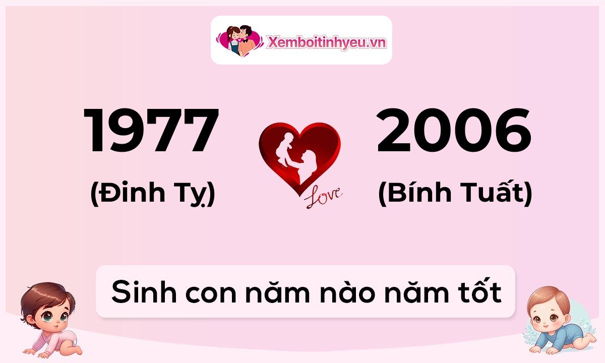 Chồng 1977 tuổi Đinh Tỵ và vợ 2006 tuổi Bính Tuất sinh con năm nào tốt