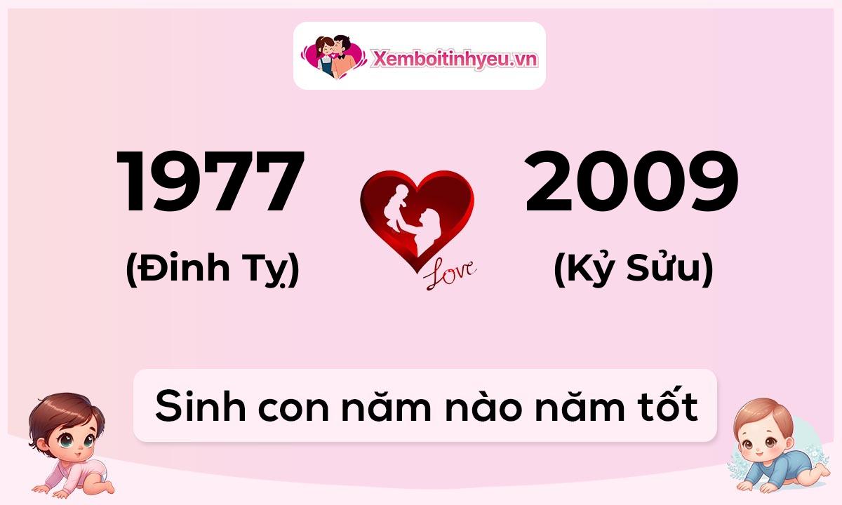 Chồng 1977 tuổi Đinh Tỵ và vợ 2009 tuổi Kỷ Sửu sinh con năm nào tốt