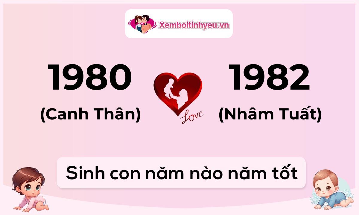 Chồng 1980 tuổi Canh Thân và vợ 1982 tuổi Nhâm Tuất sinh con năm nào tốt