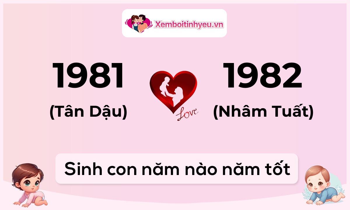 Chồng 1981 tuổi Tân Dậu và vợ 1982 tuổi Nhâm Tuất sinh con năm nào tốt