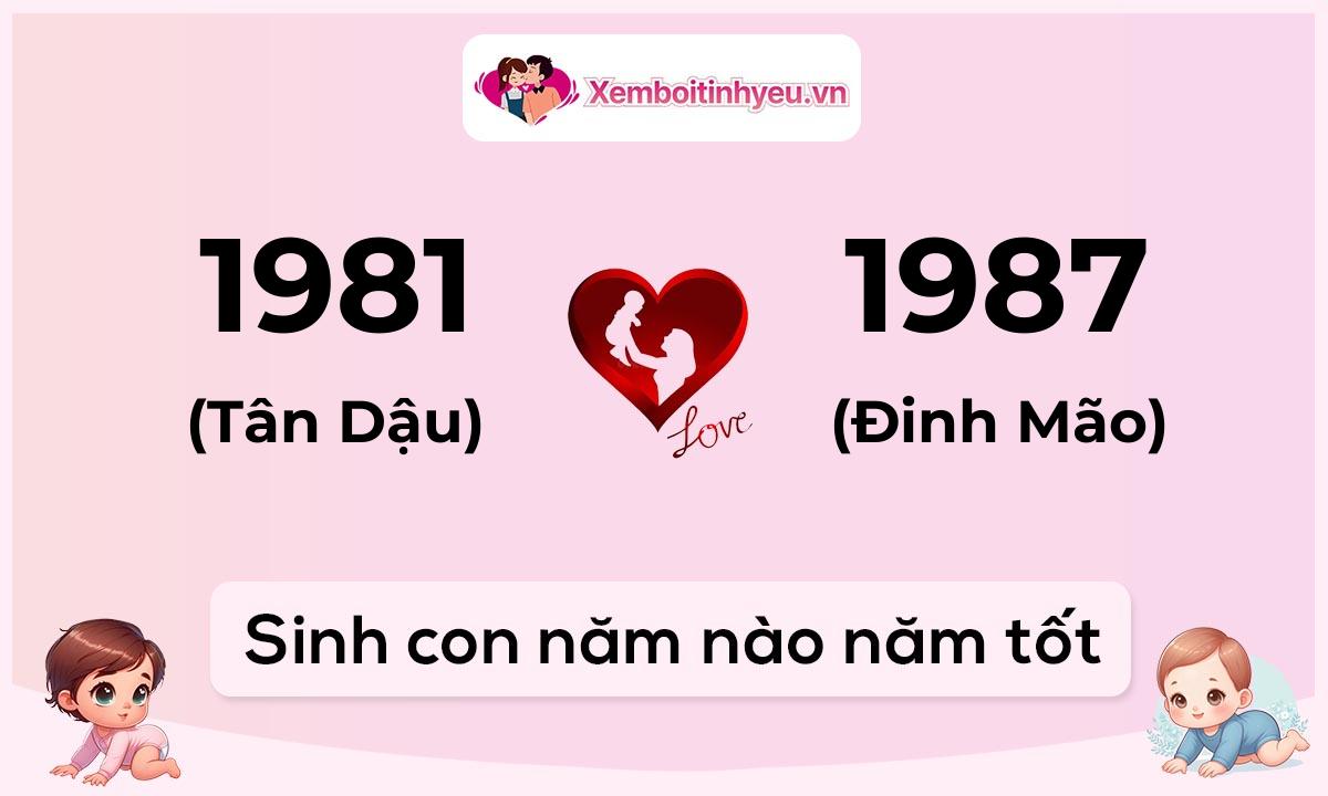 Chồng 1981 tuổi Tân Dậu và vợ 1987 tuổi Đinh Mão sinh con năm nào tốt