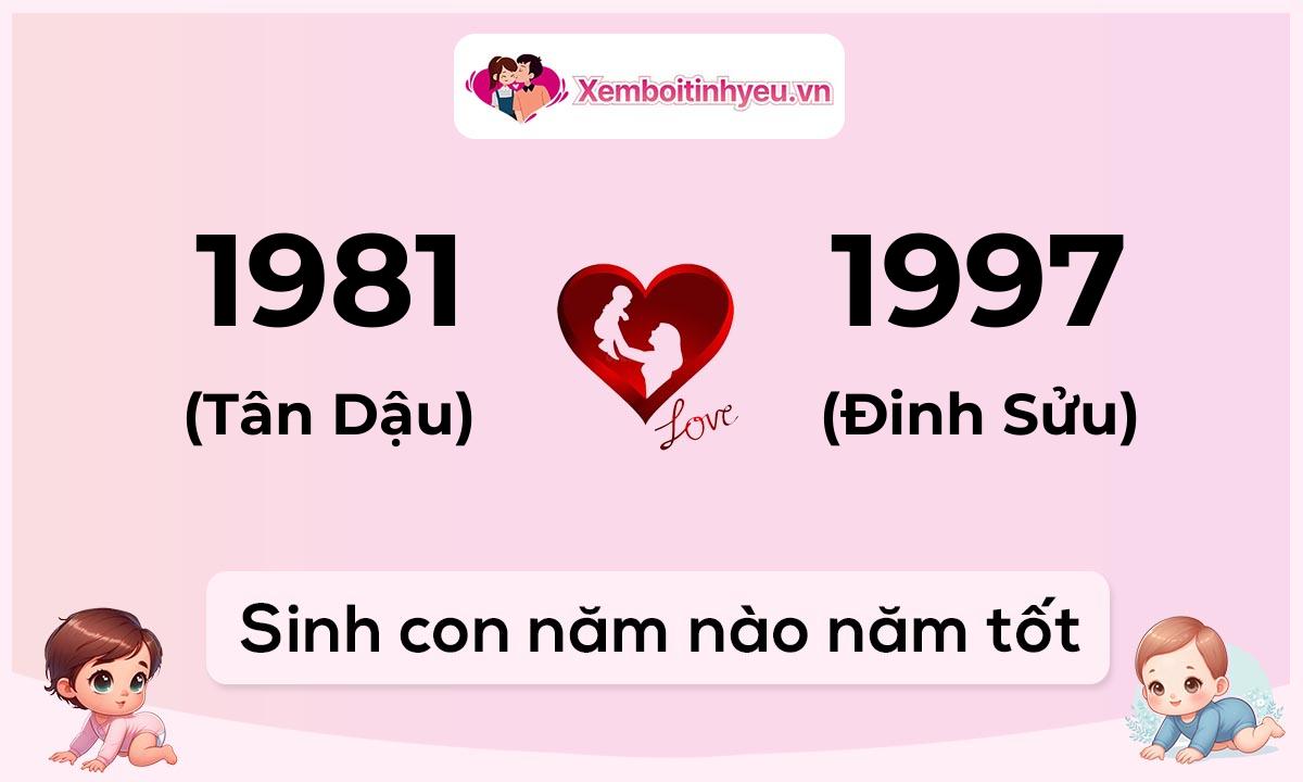 Chồng 1981 tuổi Tân Dậu và vợ 1997 tuổi Đinh Sửu sinh con năm nào tốt