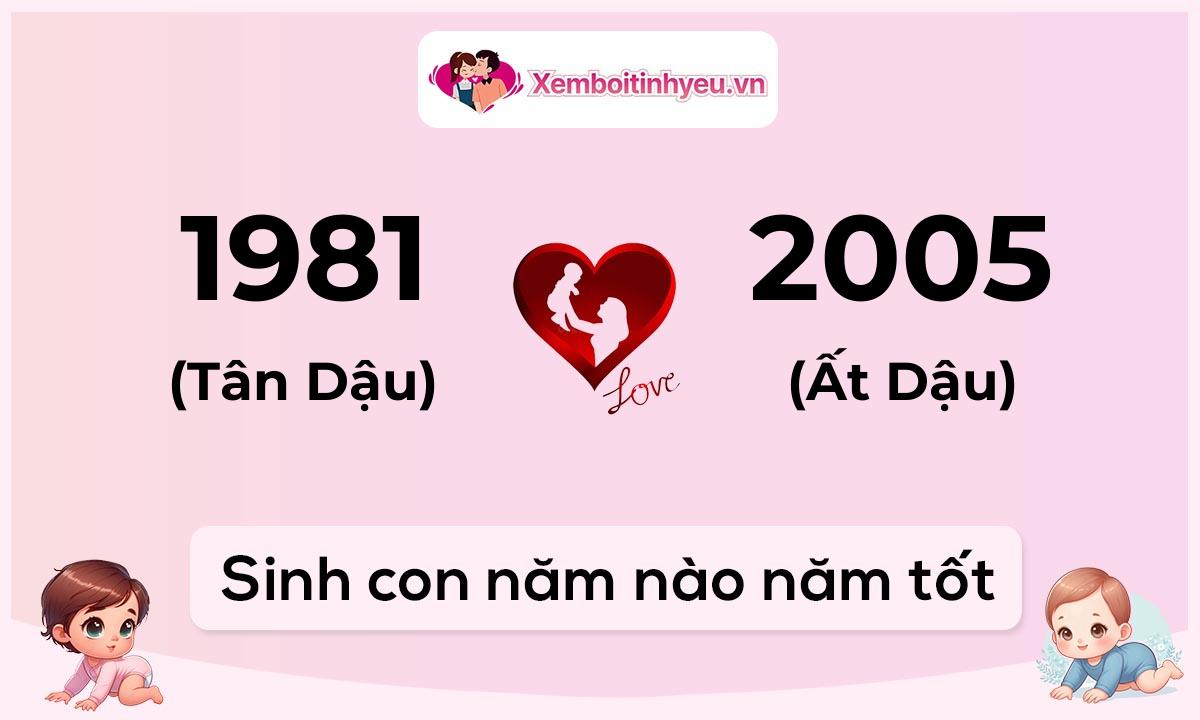 Chồng 1981 tuổi Tân Dậu và vợ 2005 tuổi Ất Dậu sinh con năm nào tốt