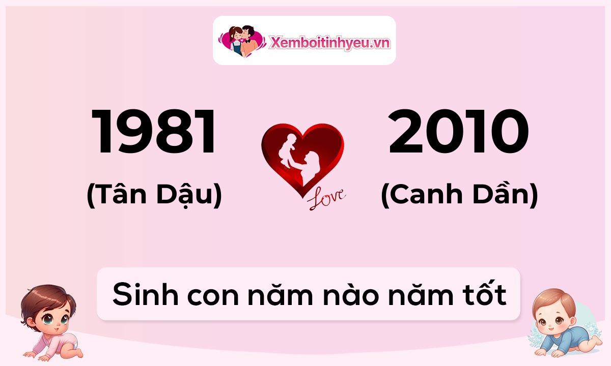 Chồng 1981 tuổi Tân Dậu và vợ 2010 tuổi Canh Dần sinh con năm nào tốt