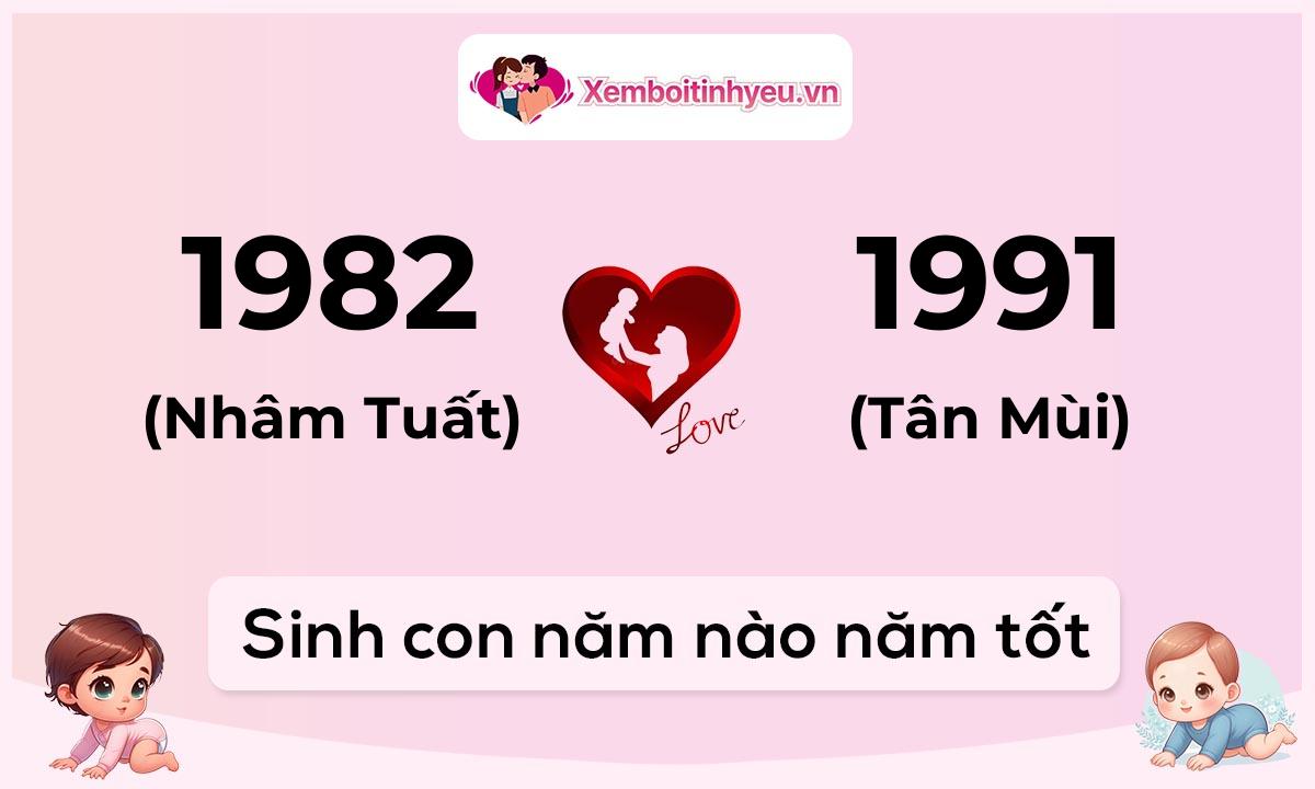 Chồng 1982 tuổi Nhâm Tuất và vợ 1991 tuổi Tân Mùi sinh con năm nào tốt