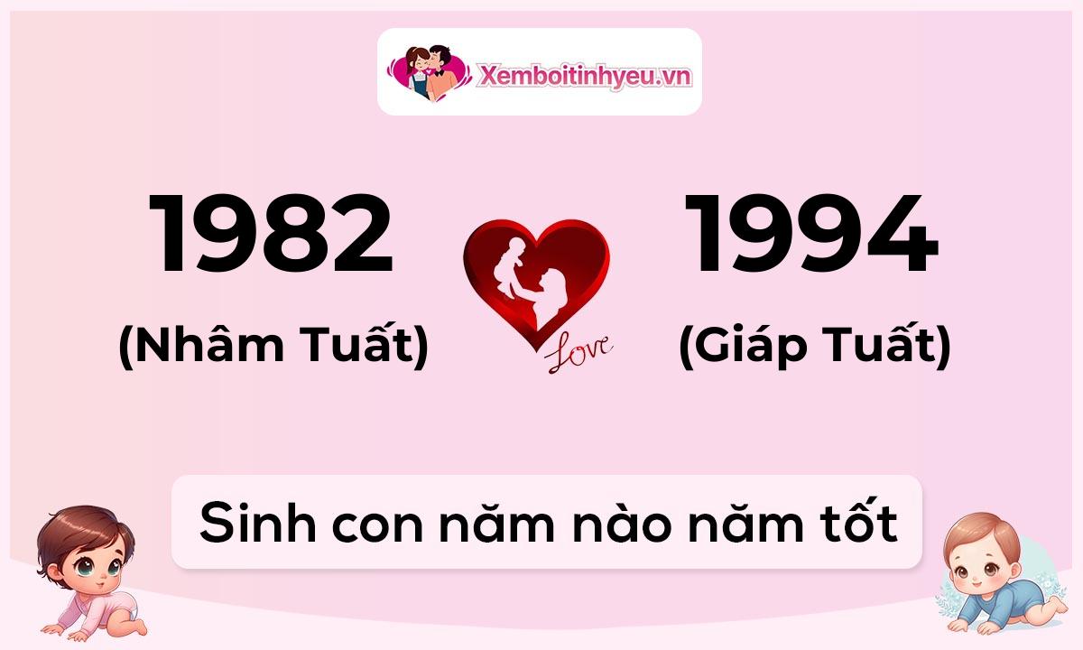 Chồng 1982 tuổi Nhâm Tuất và vợ 1994 tuổi Giáp Tuất sinh con năm nào tốt