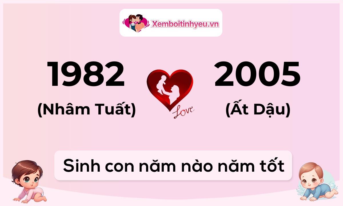 Chồng 1982 tuổi Nhâm Tuất và vợ 2005 tuổi Ất Dậu sinh con năm nào tốt