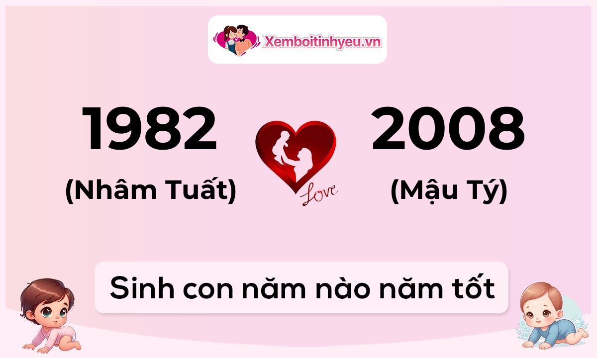 Chồng 1982 tuổi Nhâm Tuất và vợ 2008 tuổi Mậu Tý sinh con năm nào tốt