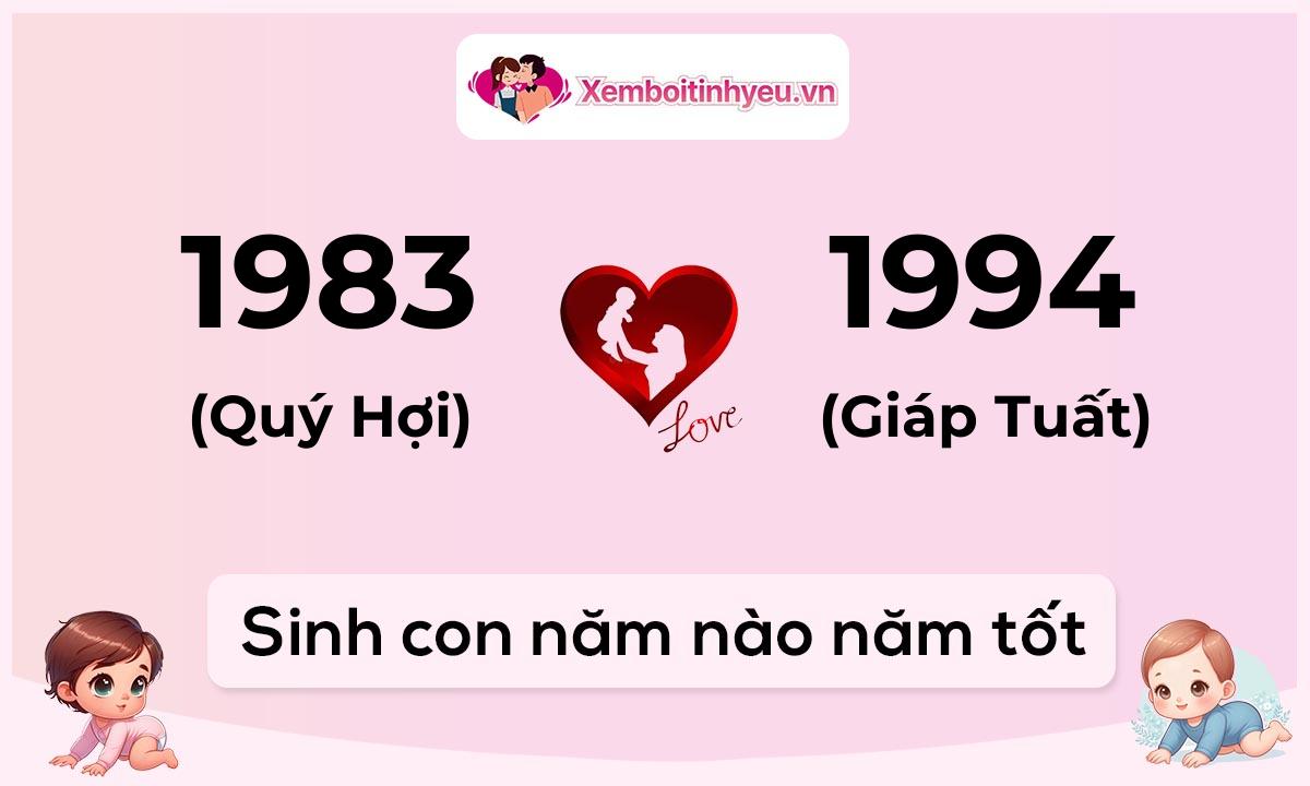 Chồng 1983 tuổi Quý Hợi và vợ 1994 tuổi Giáp Tuất sinh con năm nào tốt
