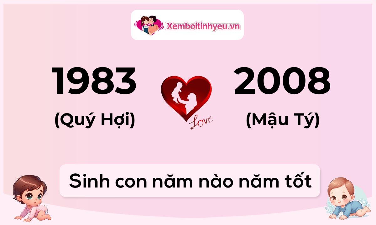 Chồng 1983 tuổi Quý Hợi và vợ 2008 tuổi Mậu Tý sinh con năm nào tốt