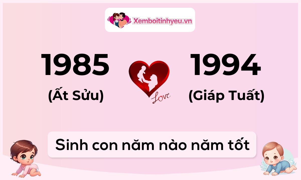 Chồng 1985 tuổi Ất Sửu và vợ 1994 tuổi Giáp Tuất sinh con năm nào tốt