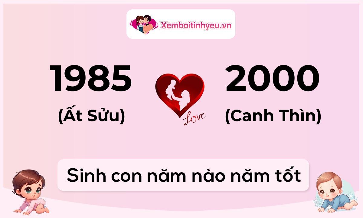 Chồng 1985 tuổi Ất Sửu và vợ 2000 tuổi Canh Thìn sinh con năm nào tốt