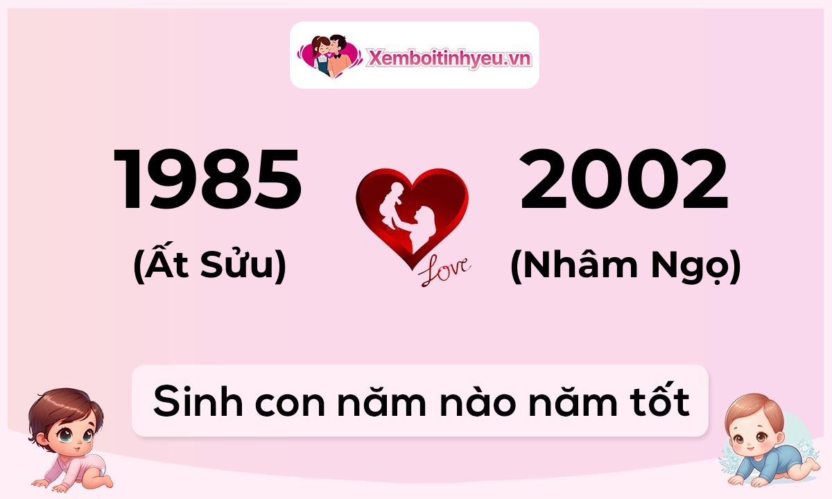 Chồng 1985 tuổi Ất Sửu và vợ 2002 tuổi Nhâm Ngọ sinh con năm nào tốt