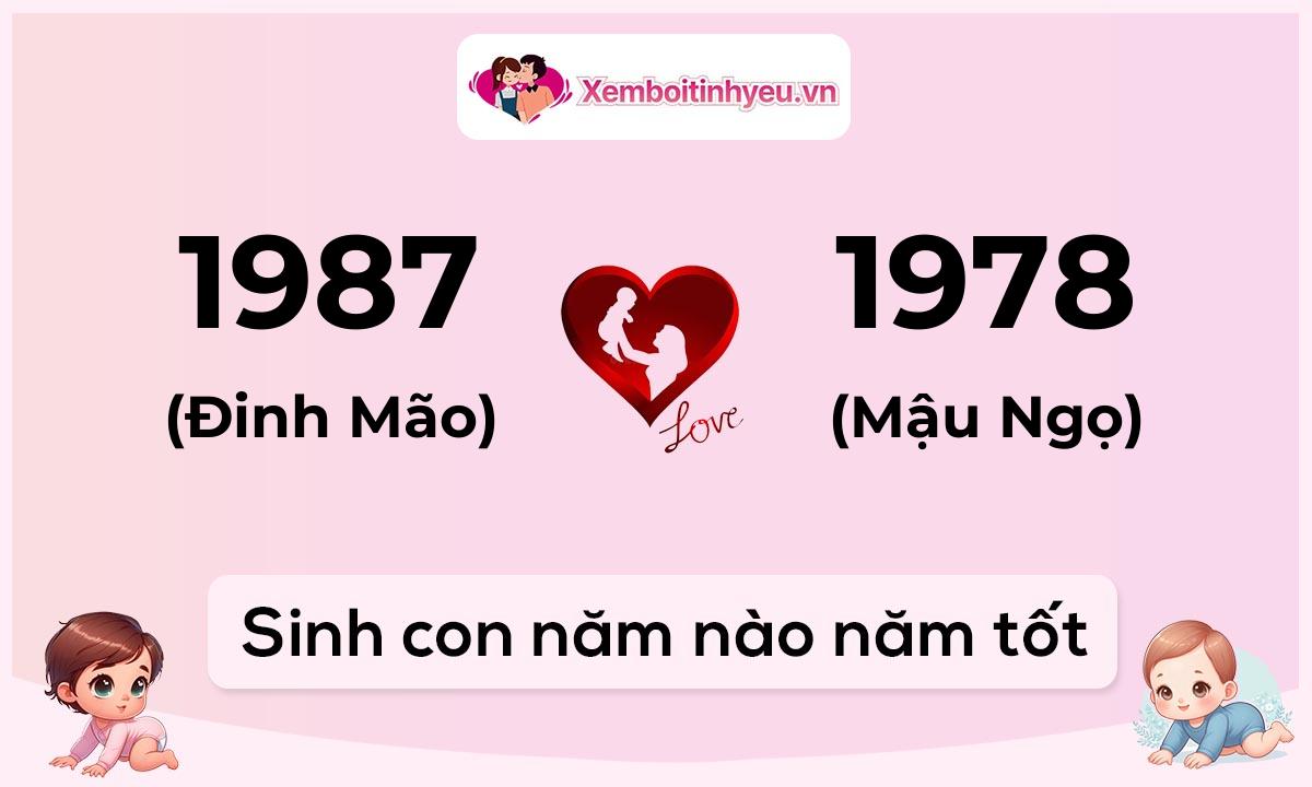 Chồng 1987 tuổi Đinh Mão và vợ 1978 tuổi Mậu Ngọ sinh con năm nào tốt