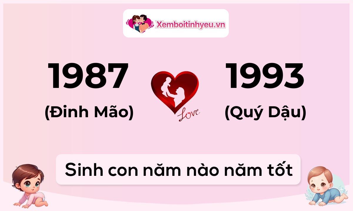 Chồng 1987 tuổi Đinh Mão và vợ 1993 tuổi Quý Dậu sinh con năm nào tốt