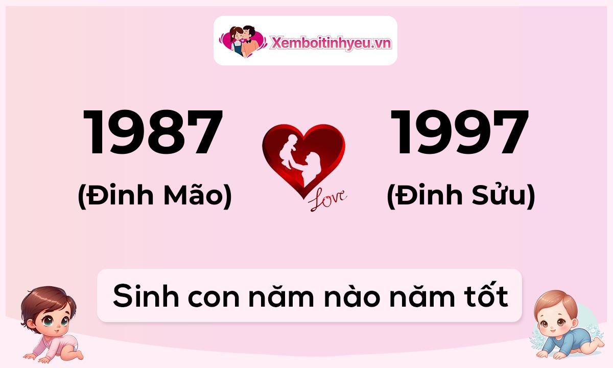 Chồng 1987 tuổi Đinh Mão và vợ 1997 tuổi Đinh Sửu sinh con năm nào tốt