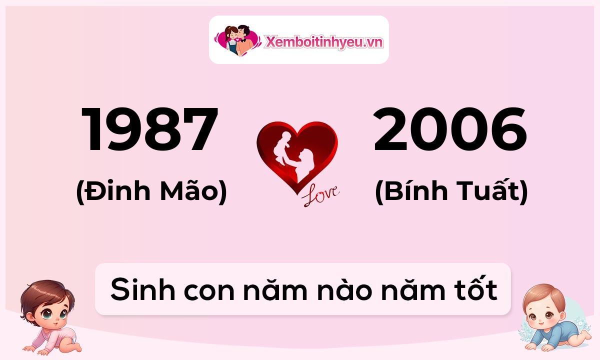 Chồng 1987 tuổi Đinh Mão và vợ 2006 tuổi Bính Tuất sinh con năm nào tốt