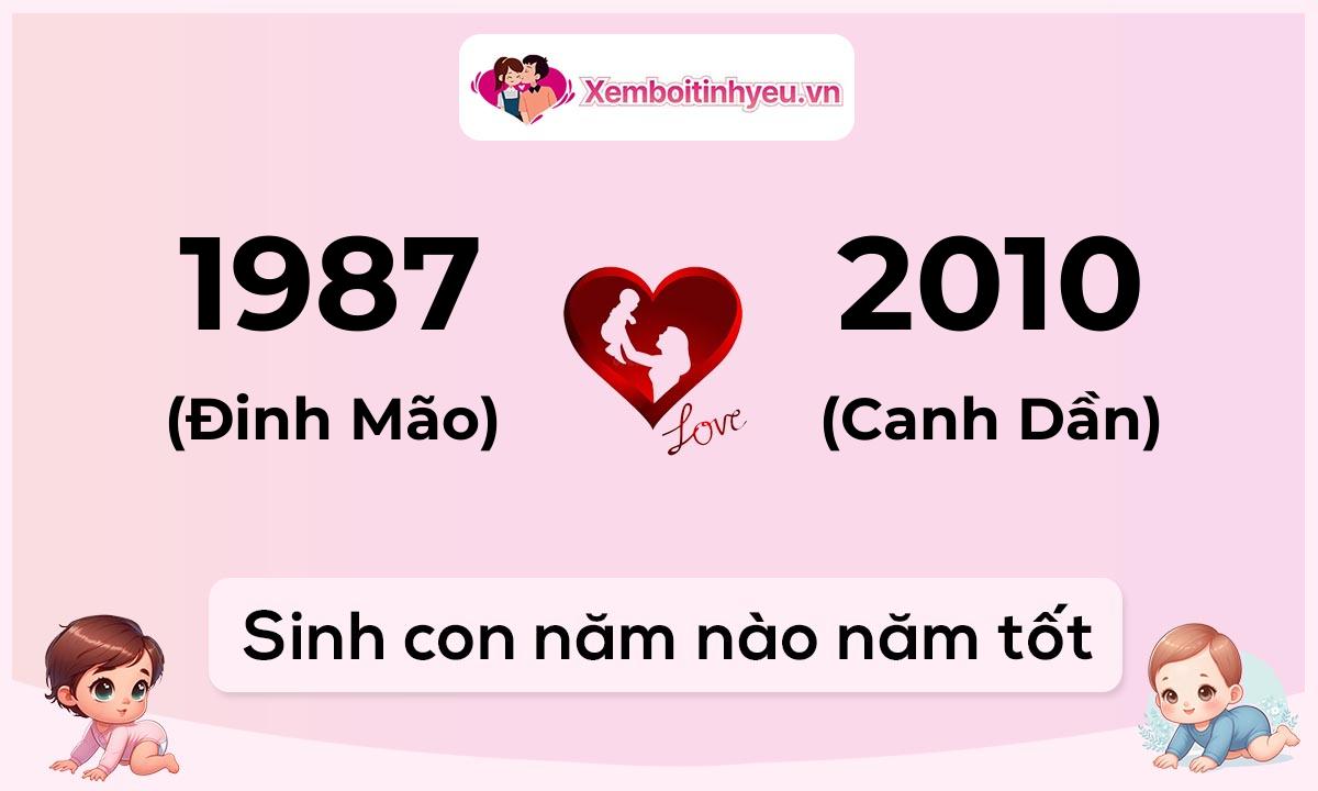 Chồng 1987 tuổi Đinh Mão và vợ 2010 tuổi Canh Dần sinh con năm nào tốt