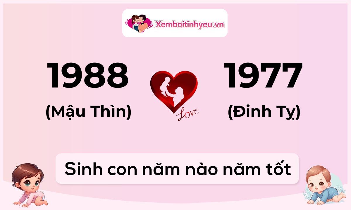 Chồng 1988 tuổi Mậu Thìn và vợ 1977 tuổi Đinh Tỵ sinh con năm nào tốt