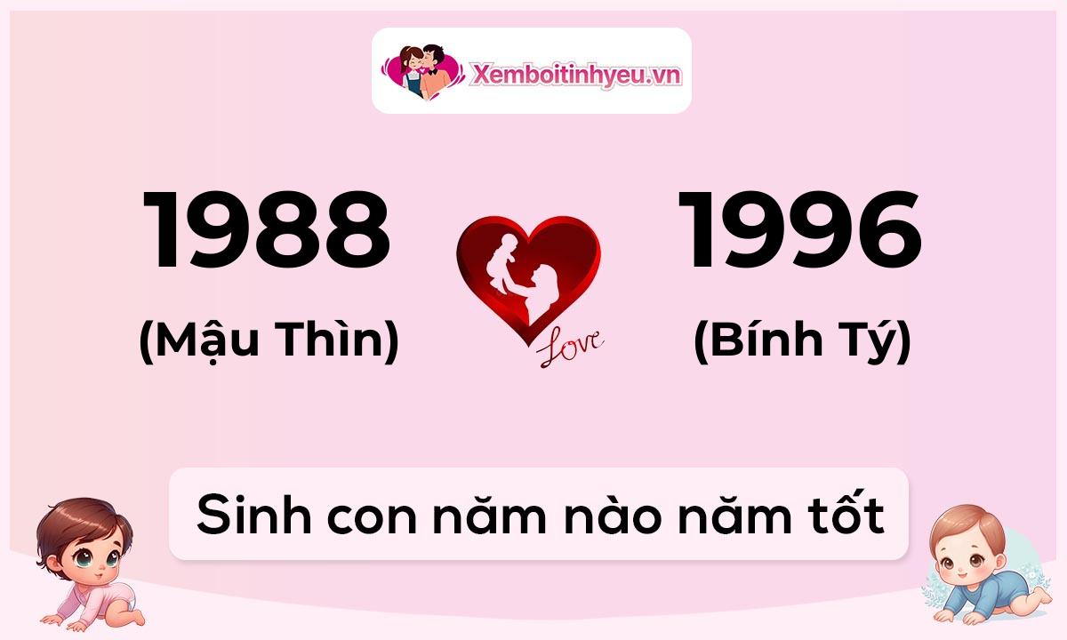 Chồng 1988 tuổi Mậu Thìn và vợ 1996 tuổi Bính Tý sinh con năm nào tốt