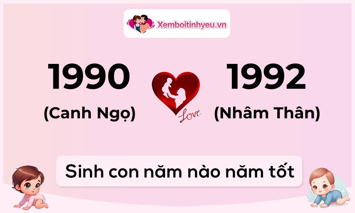 Chồng 1990 tuổi Canh Ngọ và vợ 1992 tuổi Nhâm Thân sinh con năm nào tốt