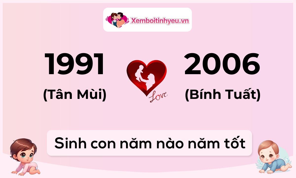 Chồng 1991 tuổi Tân Mùi và vợ 2006 tuổi Bính Tuất sinh con năm nào tốt
