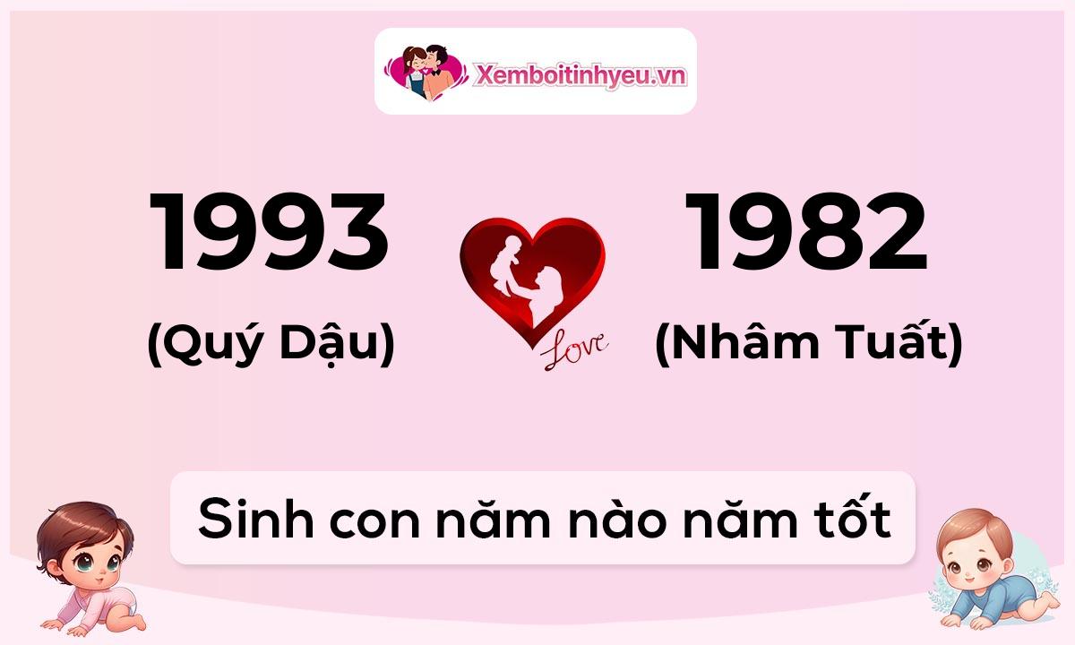 Chồng 1993 tuổi Quý Dậu và vợ 1982 tuổi Nhâm Tuất sinh con năm nào tốt