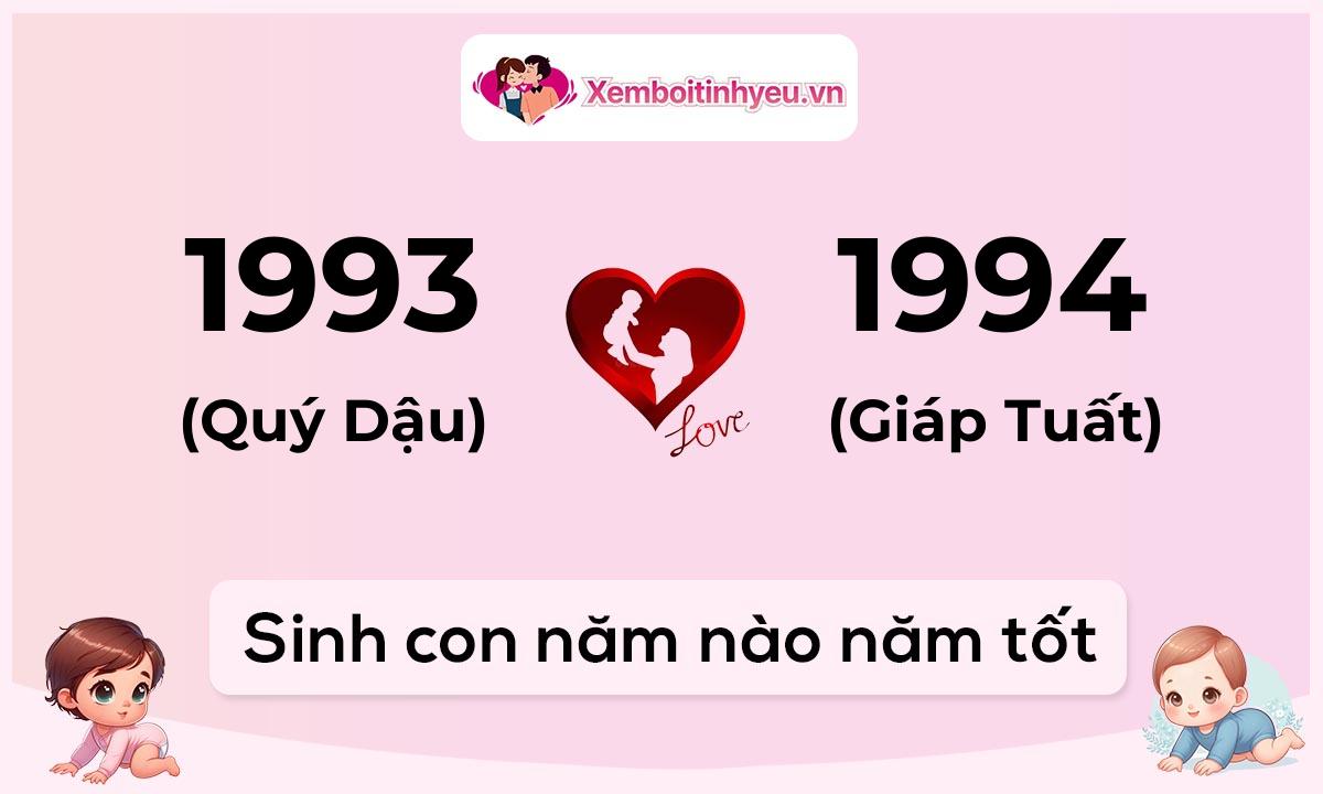 Chồng 1993 tuổi Quý Dậu và vợ 1994 tuổi Giáp Tuất sinh con năm nào tốt