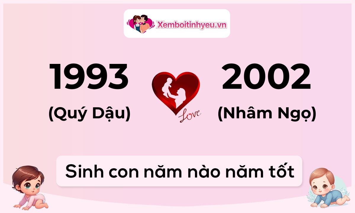 Chồng 1993 tuổi Quý Dậu và vợ 2002 tuổi Nhâm Ngọ sinh con năm nào tốt