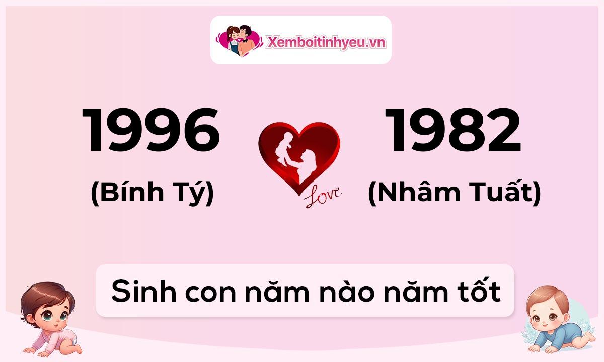 Chồng 1996 tuổi Bính Tý và vợ 1982 tuổi Nhâm Tuất sinh con năm nào tốt