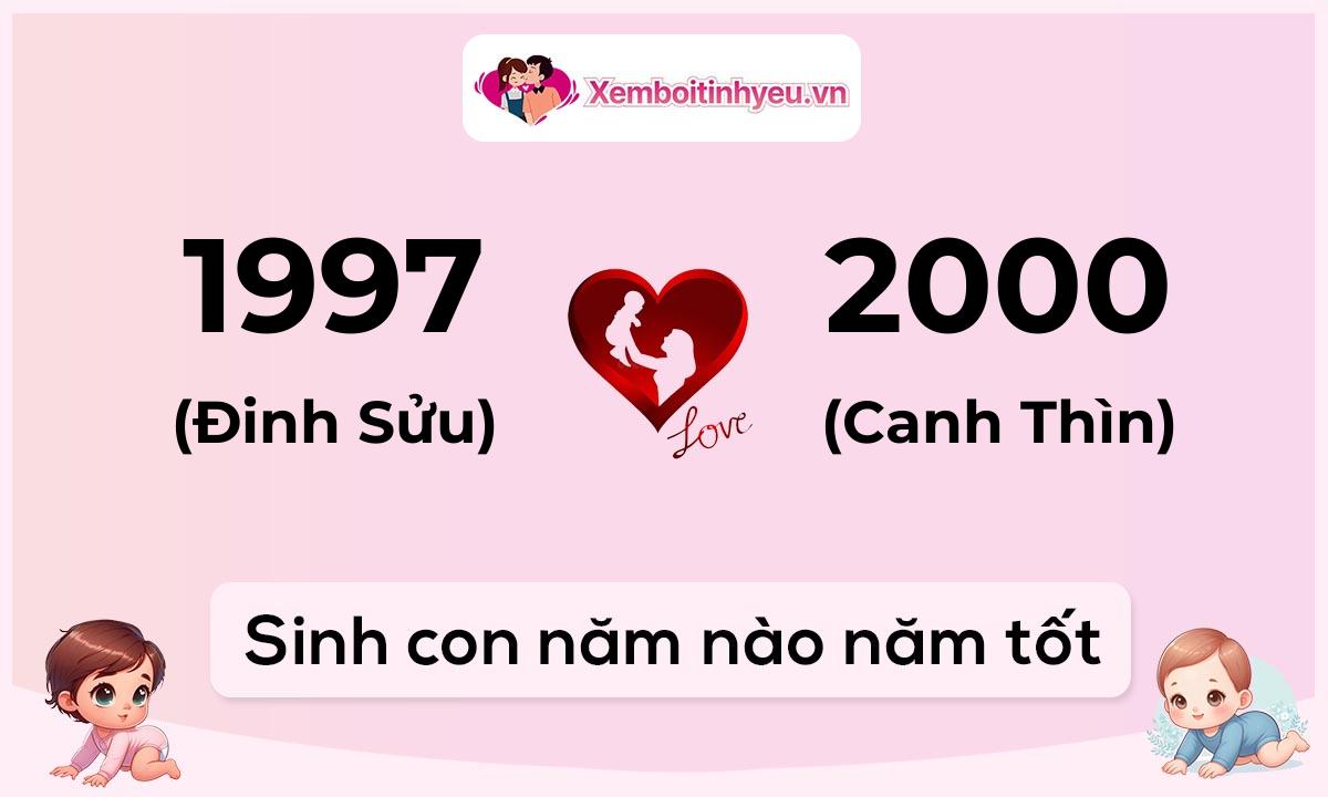 Chồng 1997 tuổi Đinh Sửu và vợ 2000 tuổi Canh Thìn sinh con năm nào tốt