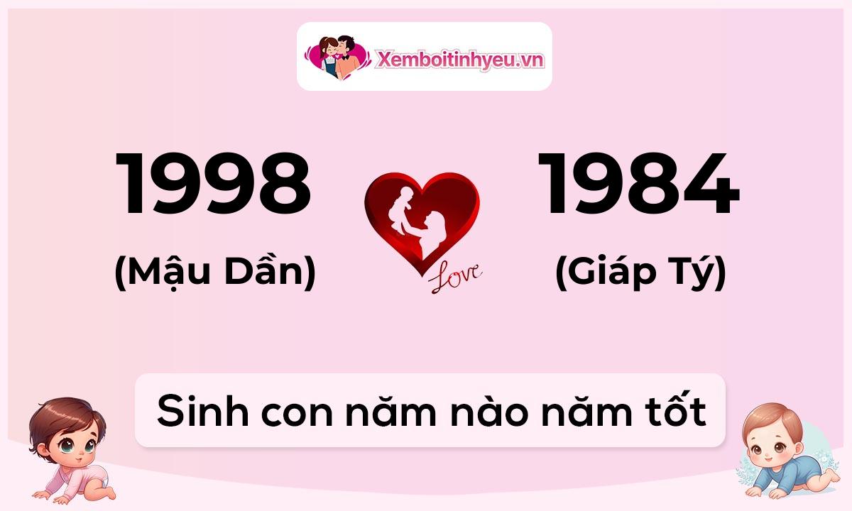 Chồng 1998 tuổi Mậu Dần và vợ 1984 tuổi Giáp Tý sinh con năm nào tốt