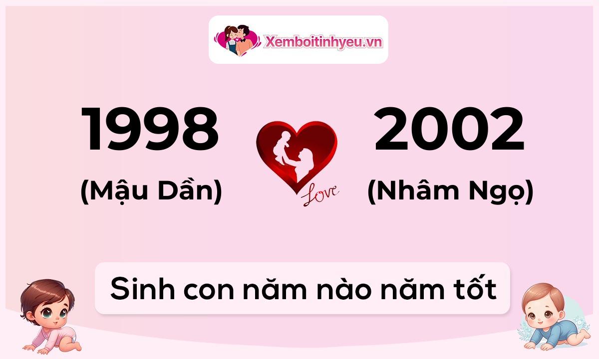 Chồng 1998 tuổi Mậu Dần và vợ 2002 tuổi Nhâm Ngọ sinh con năm nào tốt