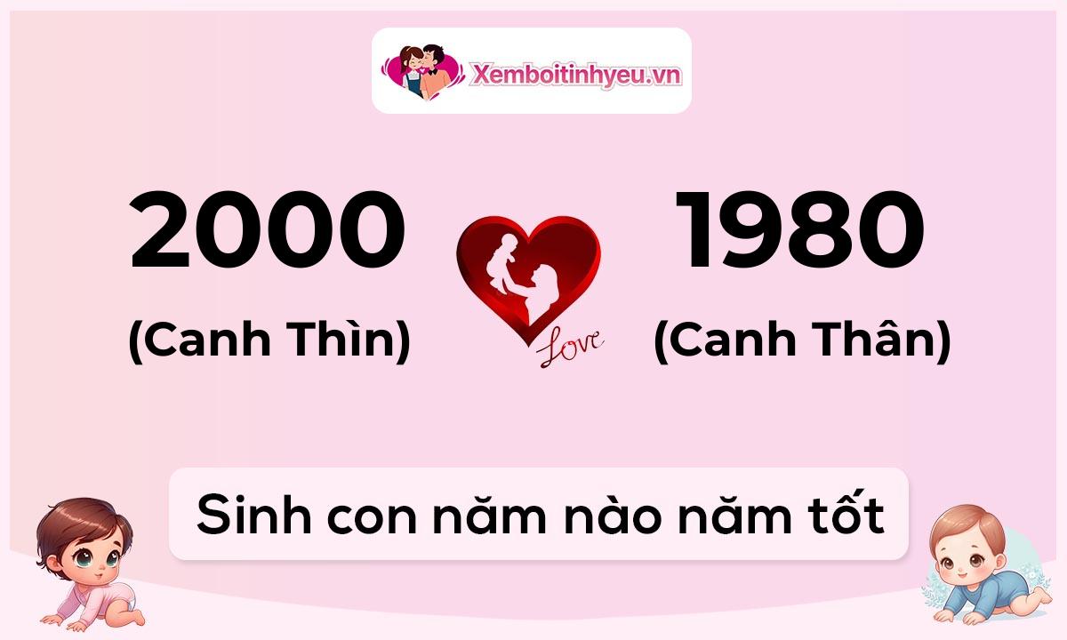 Chồng 2000 tuổi Canh Thìn và vợ 1980 tuổi Canh Thân sinh con năm nào tốt