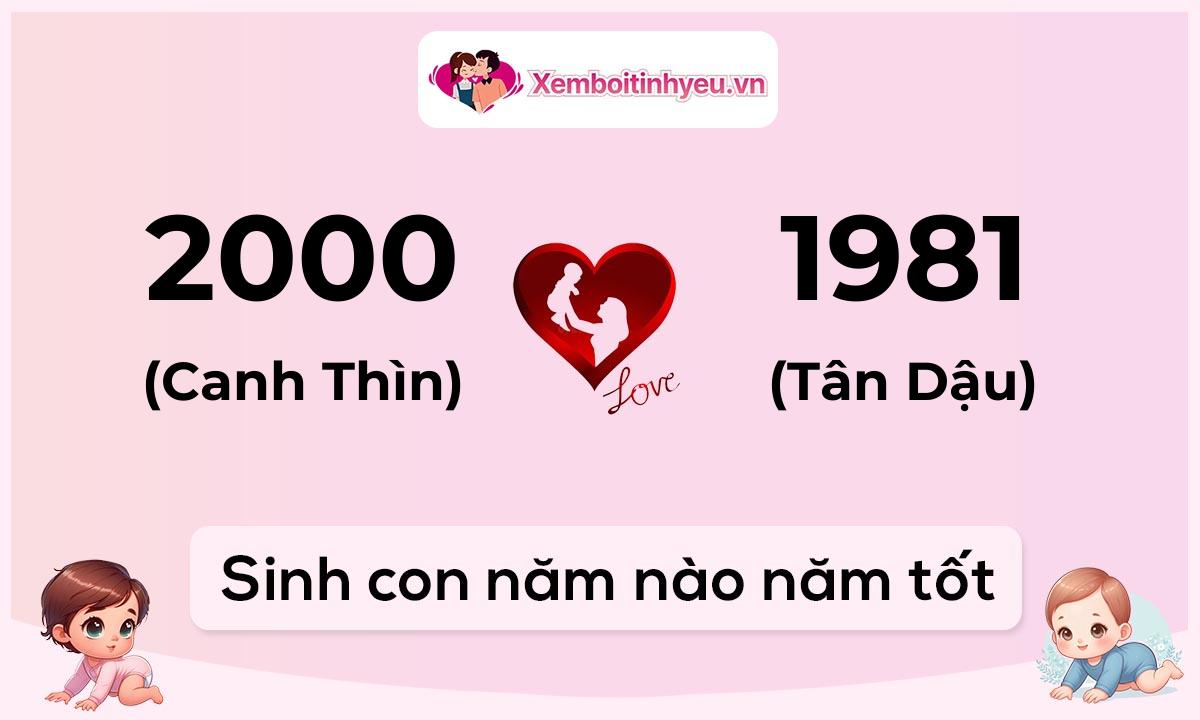 Chồng 2000 tuổi Canh Thìn và vợ 1981 tuổi Tân Dậu sinh con năm nào tốt