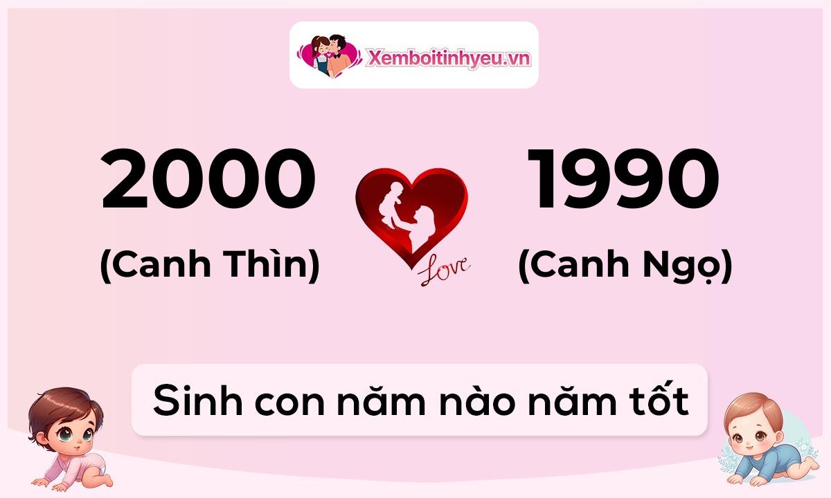 Chồng 2000 tuổi Canh Thìn và vợ 1990 tuổi Canh Ngọ sinh con năm nào tốt