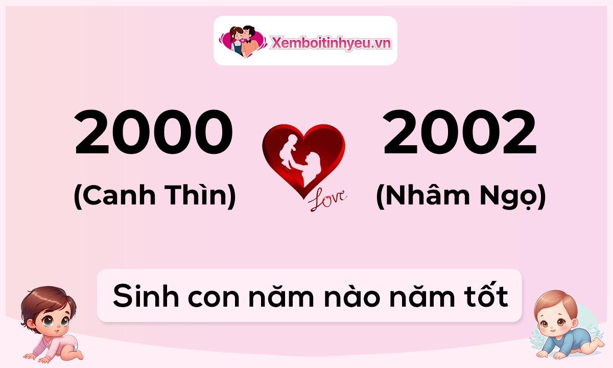 Chồng 2000 tuổi Canh Thìn và vợ 2002 tuổi Nhâm Ngọ sinh con năm nào tốt