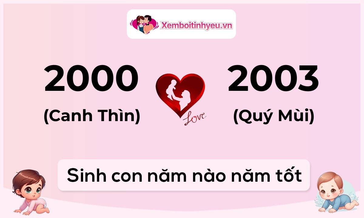Chồng 2000 tuổi Canh Thìn và vợ 2003 tuổi Quý Mùi sinh con năm nào tốt