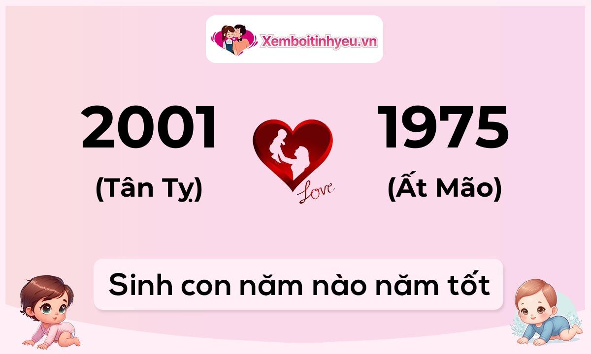 Chồng 2001 tuổi Tân Tỵ và vợ 1975 tuổi Ất Mão sinh con năm nào tốt