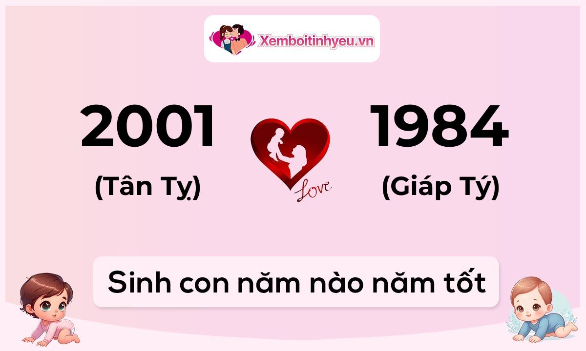 Chồng 2001 tuổi Tân Tỵ và vợ 1984 tuổi Giáp Tý sinh con năm nào tốt