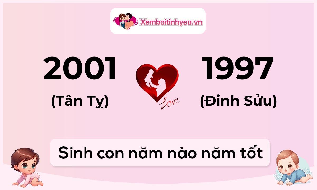 Chồng 2001 tuổi Tân Tỵ và vợ 1997 tuổi Đinh Sửu sinh con năm nào tốt
