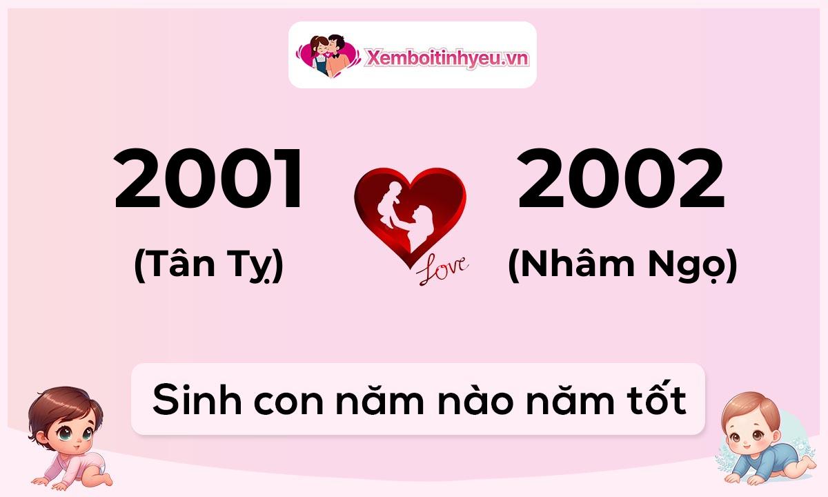 Chồng 2001 tuổi Tân Tỵ và vợ 2002 tuổi Nhâm Ngọ sinh con năm nào tốt